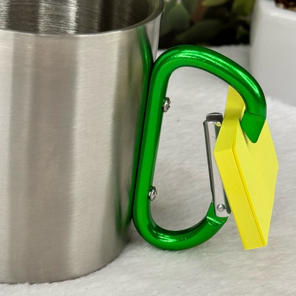 {Life Gear} 10oz Stainless Steel Carabiner Camping Mug – Green Handle - Picture 8 of 12